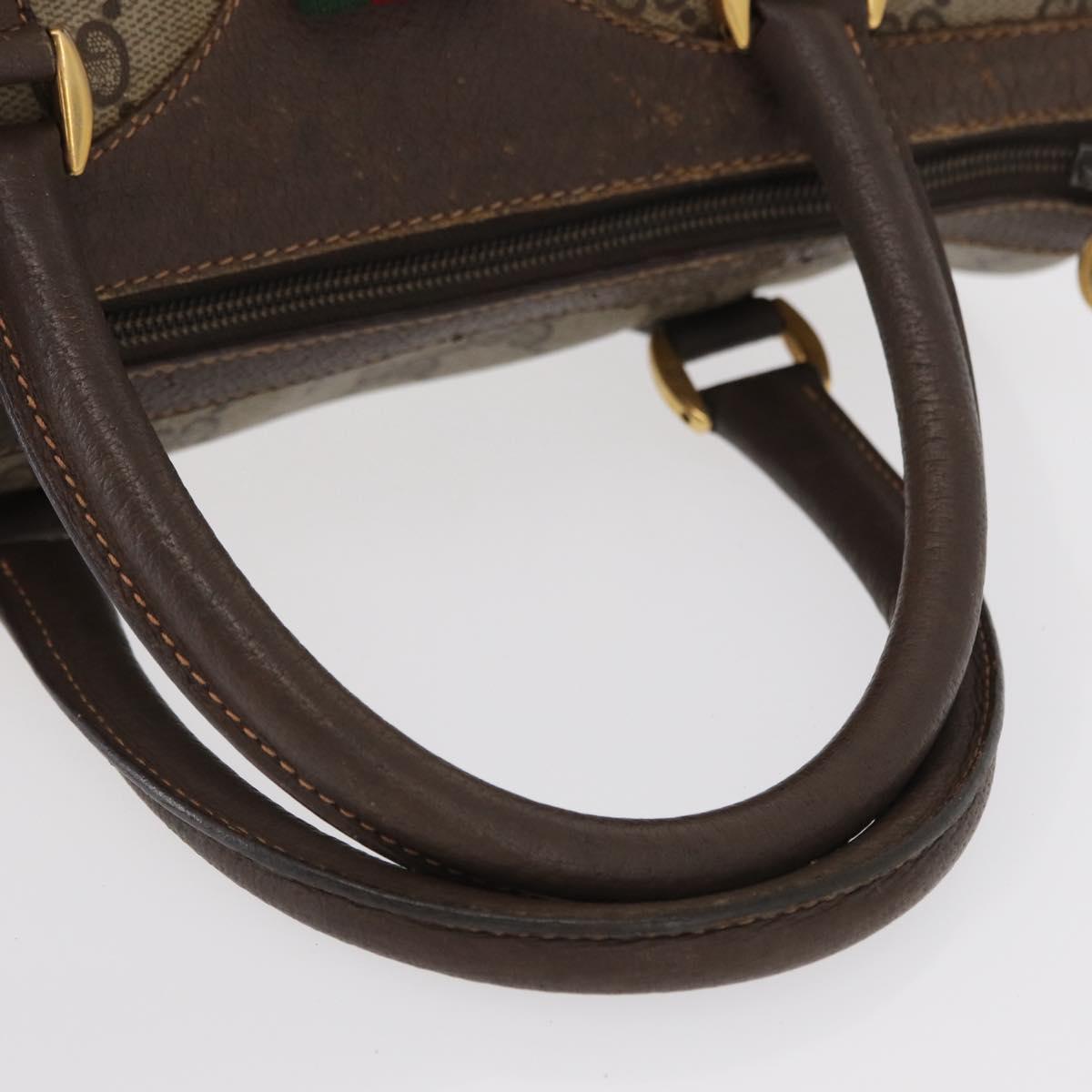 GUCCI GG Supreme Web Sherry Line Boston Bag PVC Beige Gold 40 02 006 Auth 155649