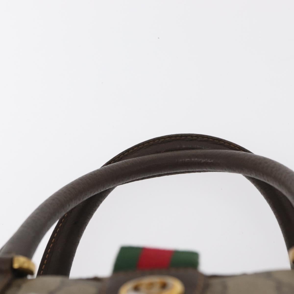 GUCCI GG Supreme Web Sherry Line Boston Bag PVC Beige Gold 40 02 006 Auth 155649