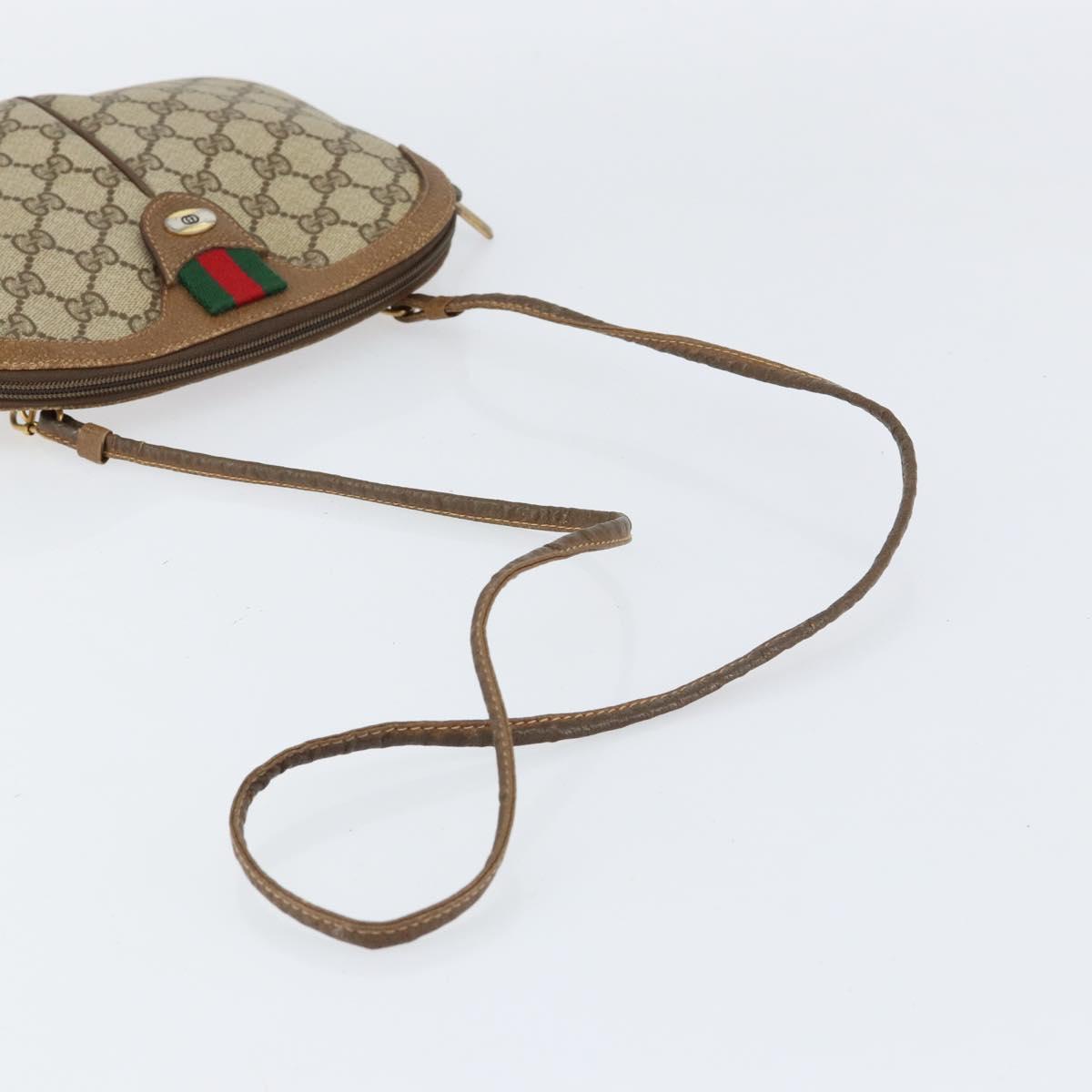 GUCCI GG Supreme Web Sherry Line Bag PVC Beige Gold 904 02 047 Auth 155650