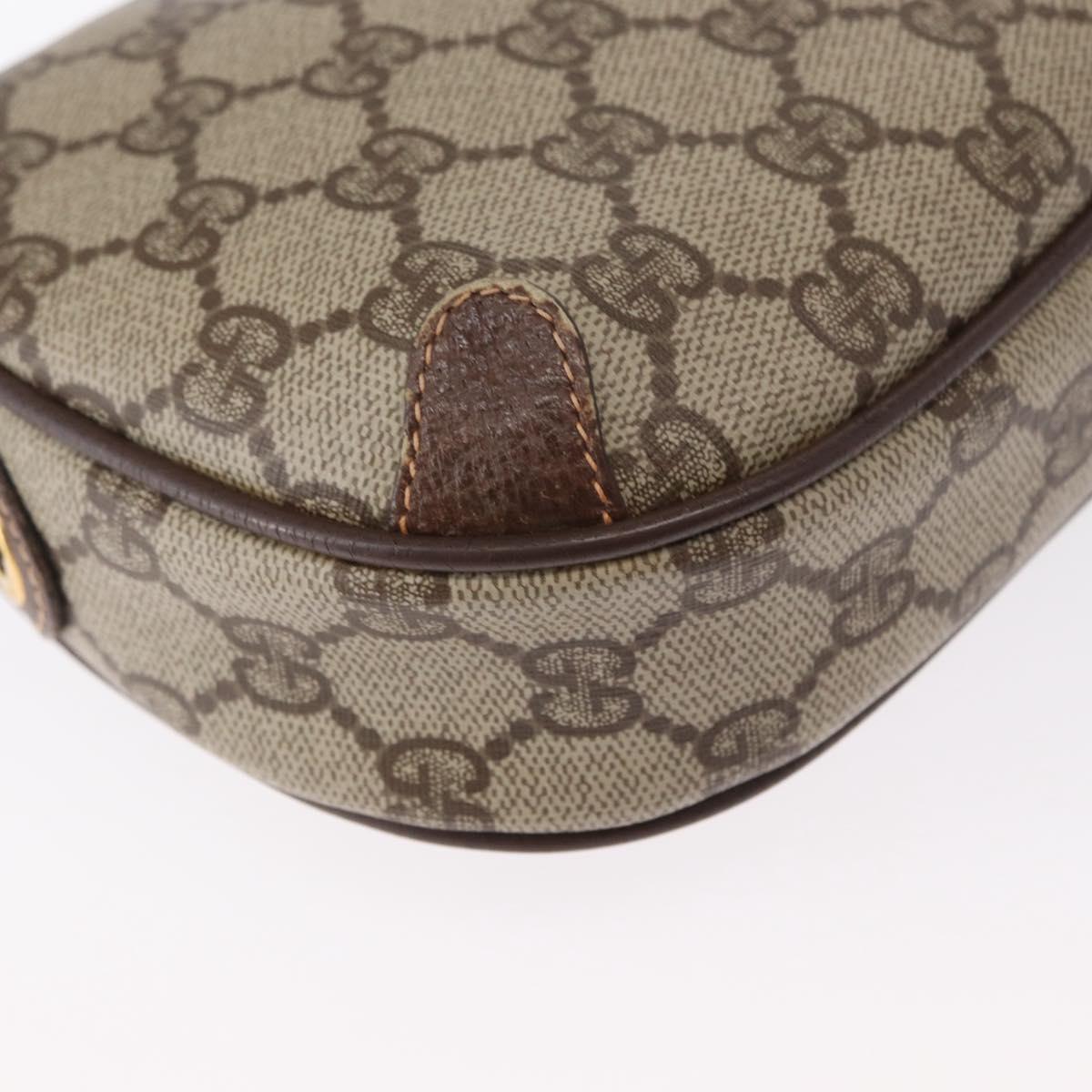 GUCCI GG Supreme Web Sherry Line Bag PVC Beige Gold 156 02 066 Auth 155651