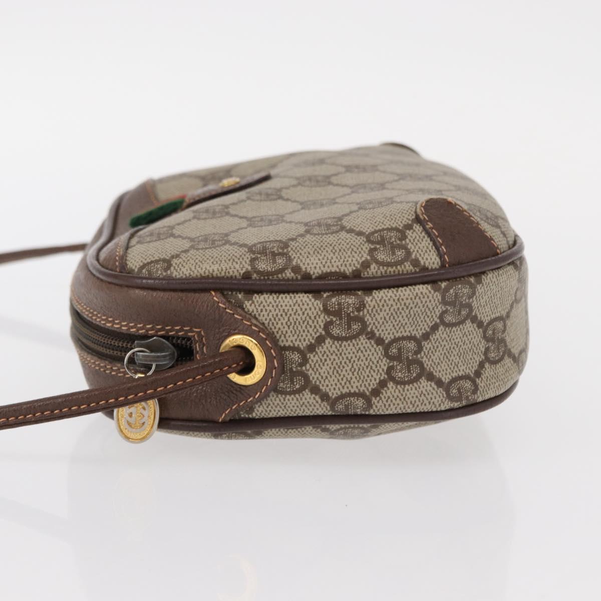 GUCCI GG Supreme Web Sherry Line Bag PVC Beige Gold 156 02 066 Auth 155651