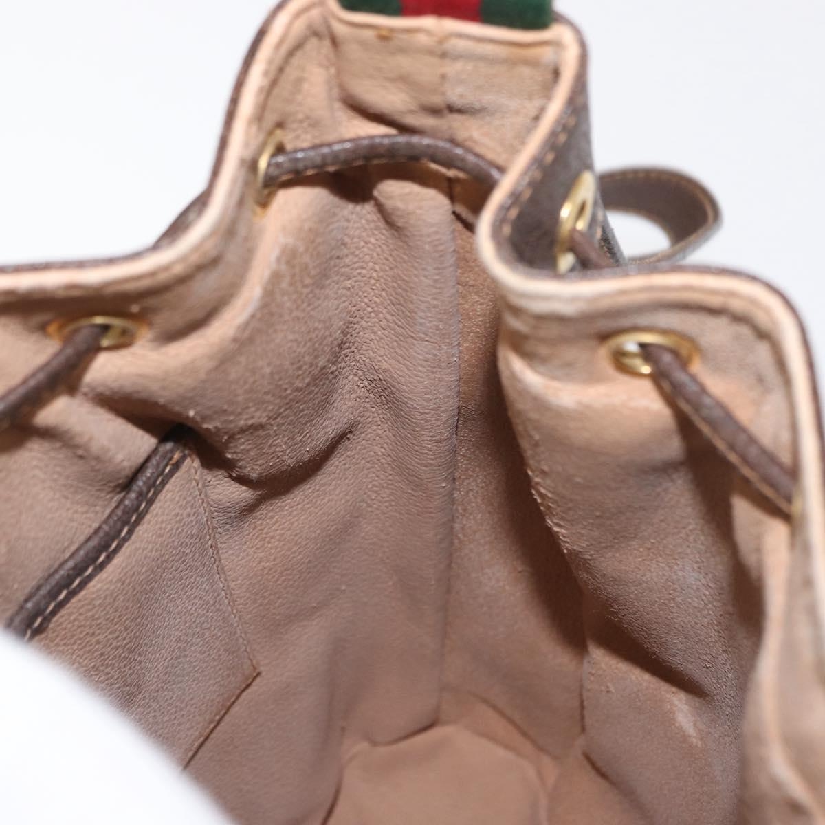 GUCCI GG Supreme Web Sherry Line Bag PVC Beige Gold 164 02 034 Auth 155652