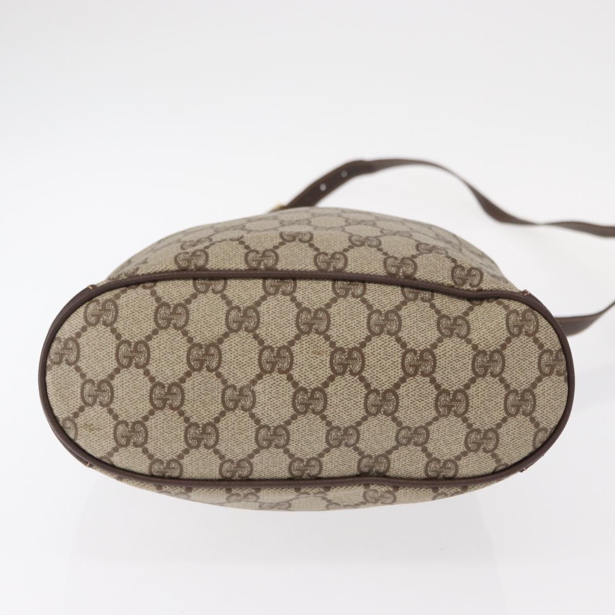 GUCCI GG Supreme Web Sherry Line Bag PVC Beige Gold 164 02 034 Auth 155652