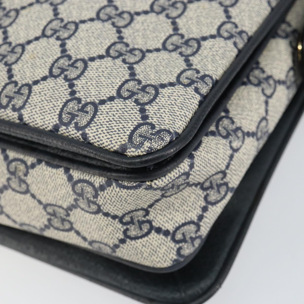 GUCCI GG Supreme Sherry Line Hand Bag PVC Navy Red 41 02 079 Auth 155654