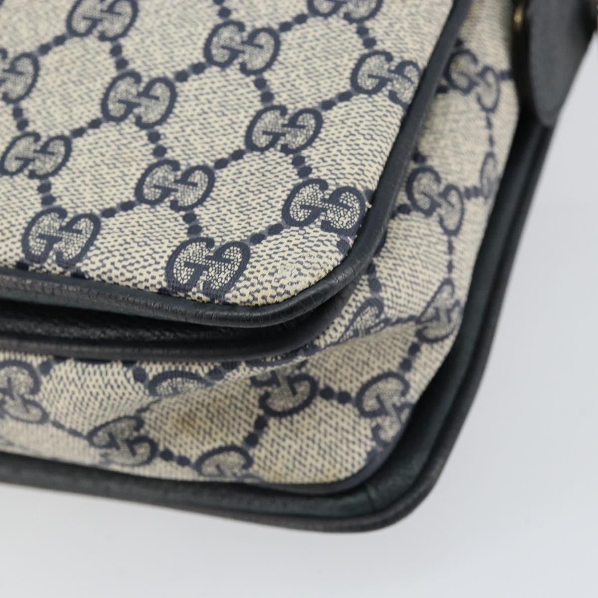 GUCCI GG Supreme Sherry Line Hand Bag PVC Navy Red 41 02 079 Auth 155654