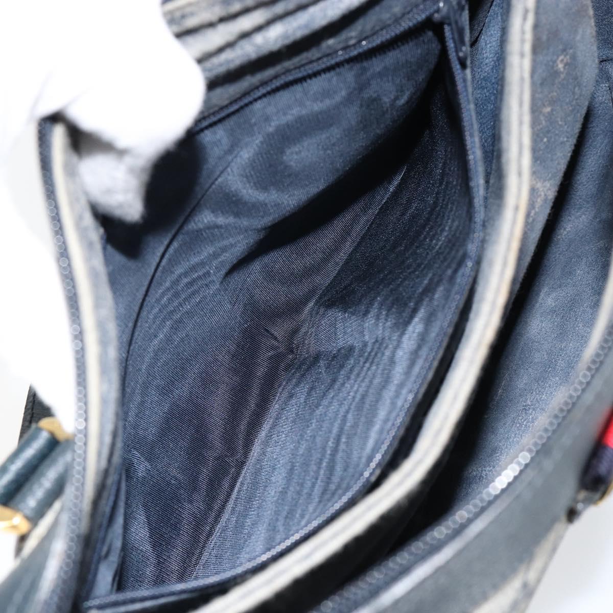 GUCCI GG Supreme Sherry Line Hand Bag PVC Navy Red 41 02 079 Auth 155654