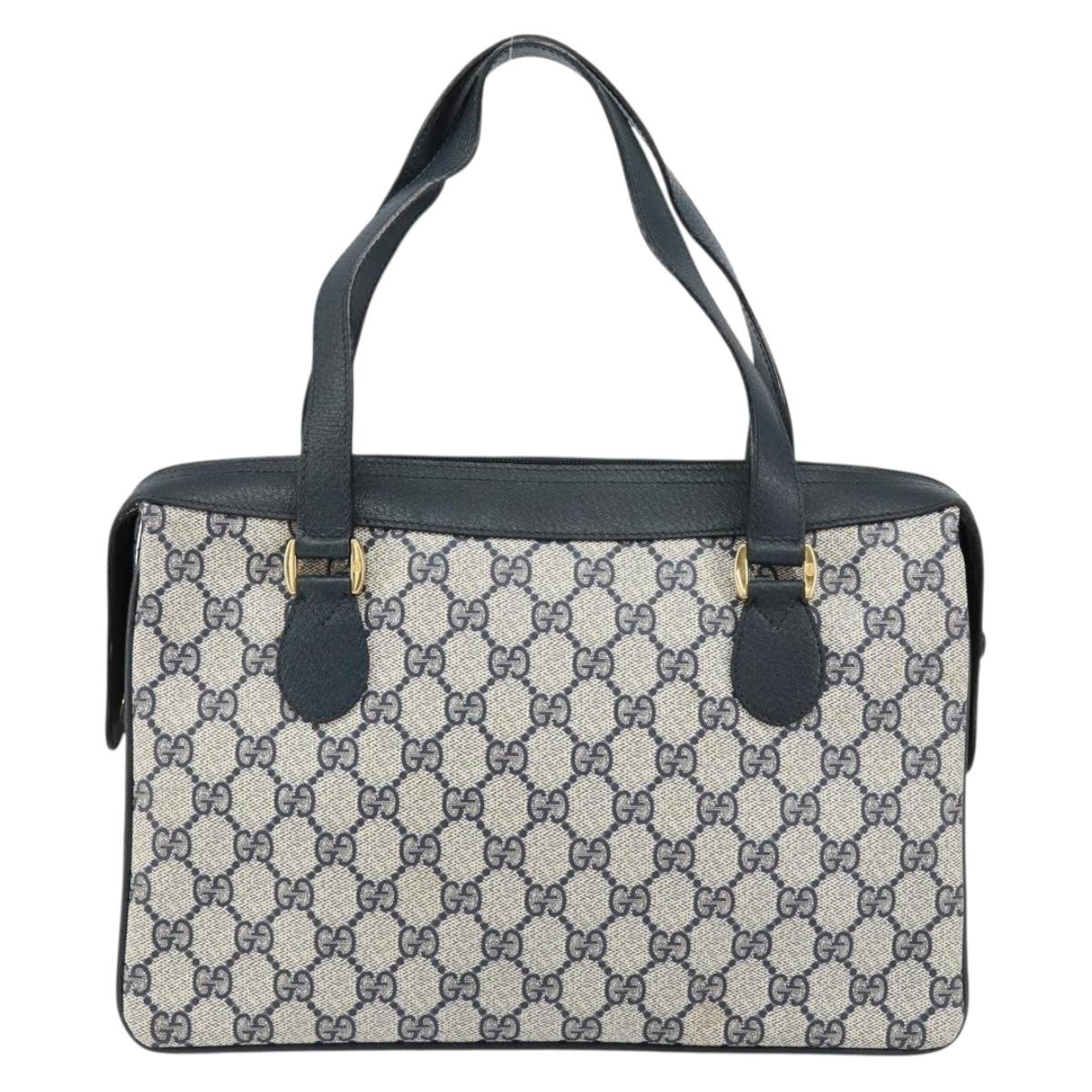 GUCCI GG Supreme Sherry Line Hand Bag PVC Navy Red 41 02 079 Auth 155654