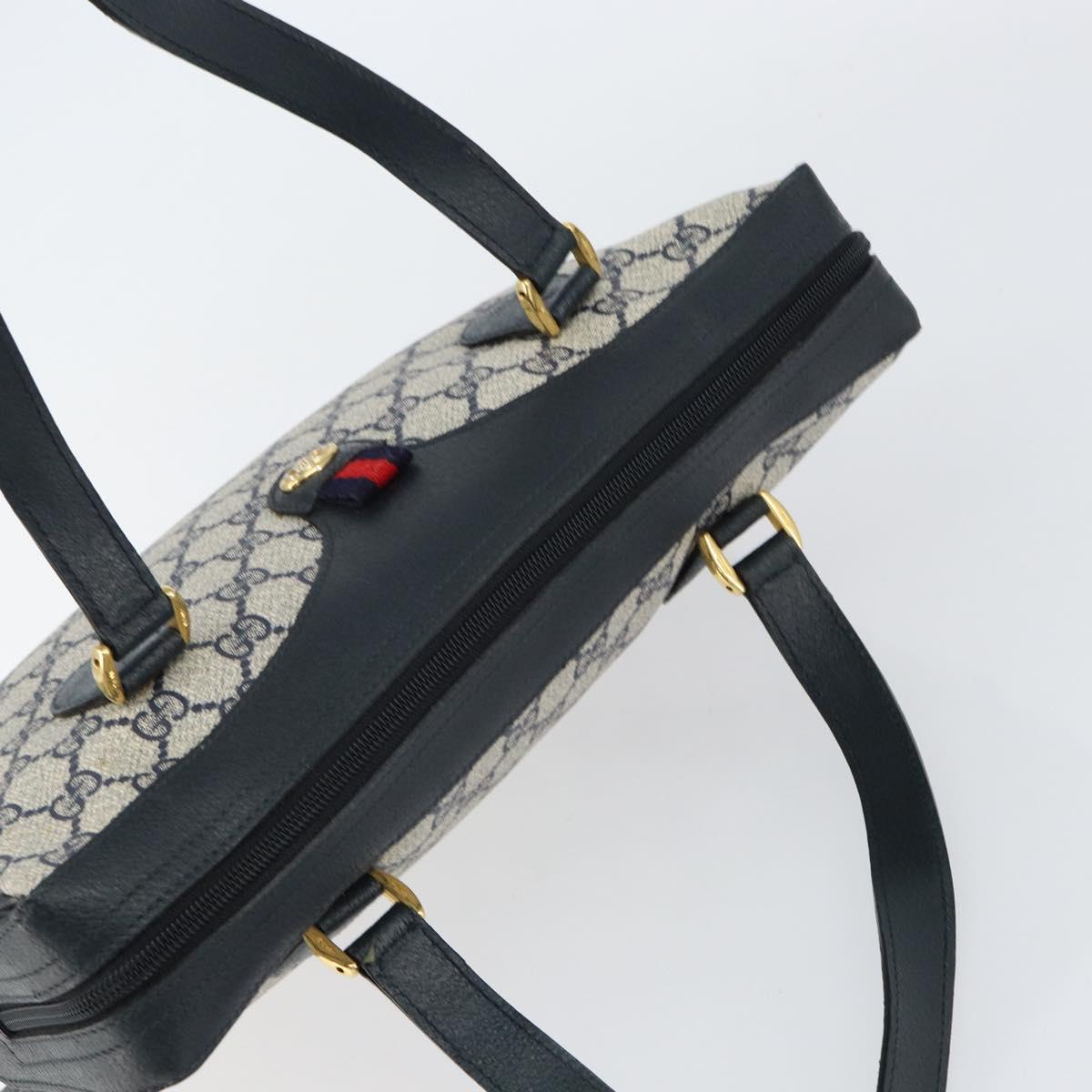 GUCCI GG Supreme Sherry Line Hand Bag PVC Navy Red 41 02 079 Auth 155654