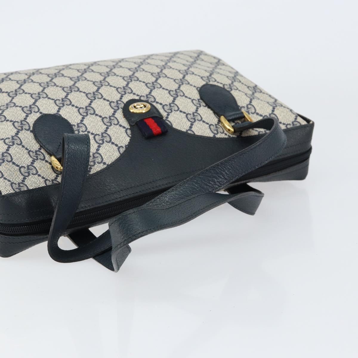 GUCCI GG Supreme Sherry Line Hand Bag PVC Navy Red 41 02 079 Auth 155654