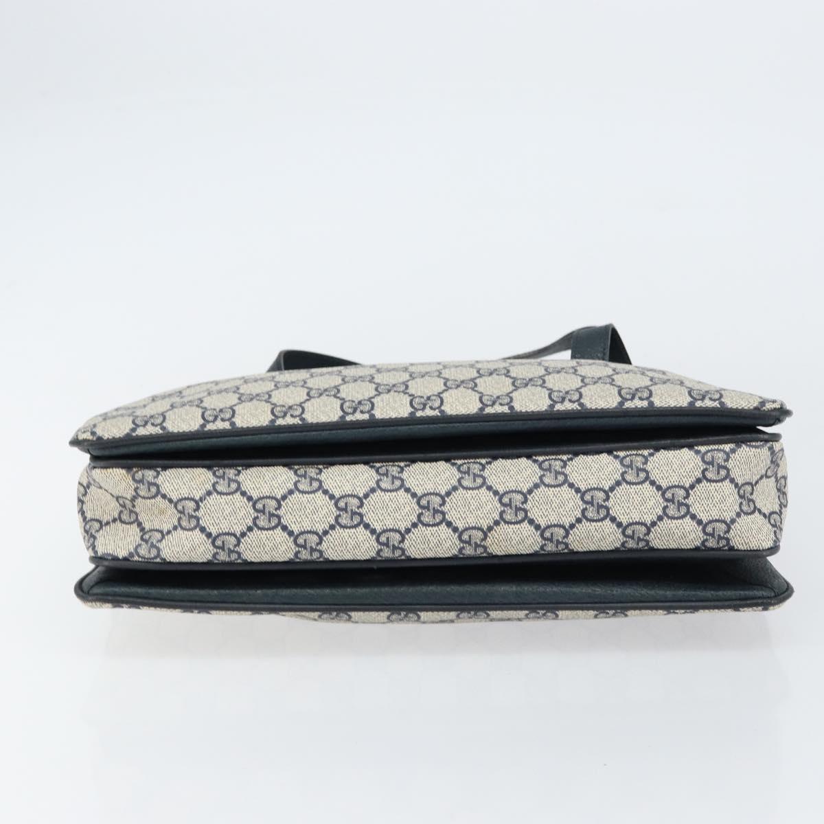 GUCCI GG Supreme Sherry Line Hand Bag PVC Navy Red 41 02 079 Auth 155654