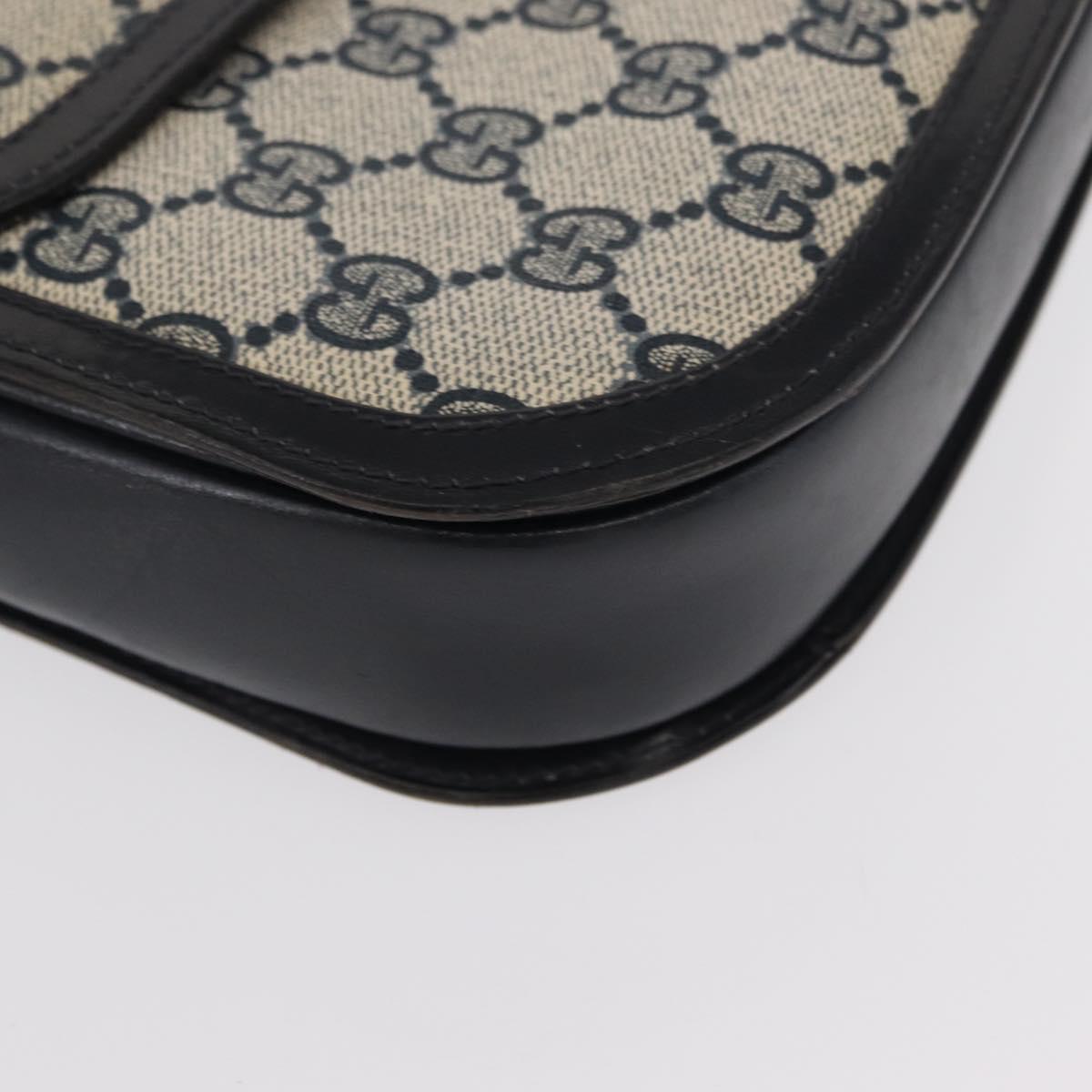 GUCCI GG Supreme Sherry Line Shoulder Bag PVC Navy Gold Red Auth 155655