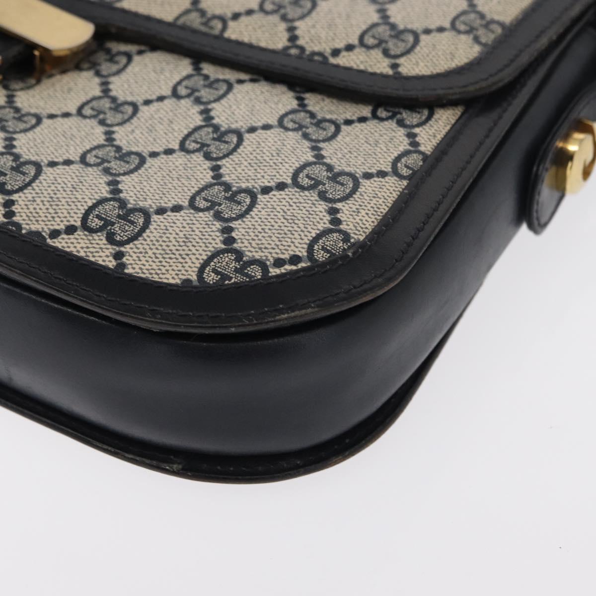 GUCCI GG Supreme Sherry Line Shoulder Bag PVC Navy Gold Red Auth 155655