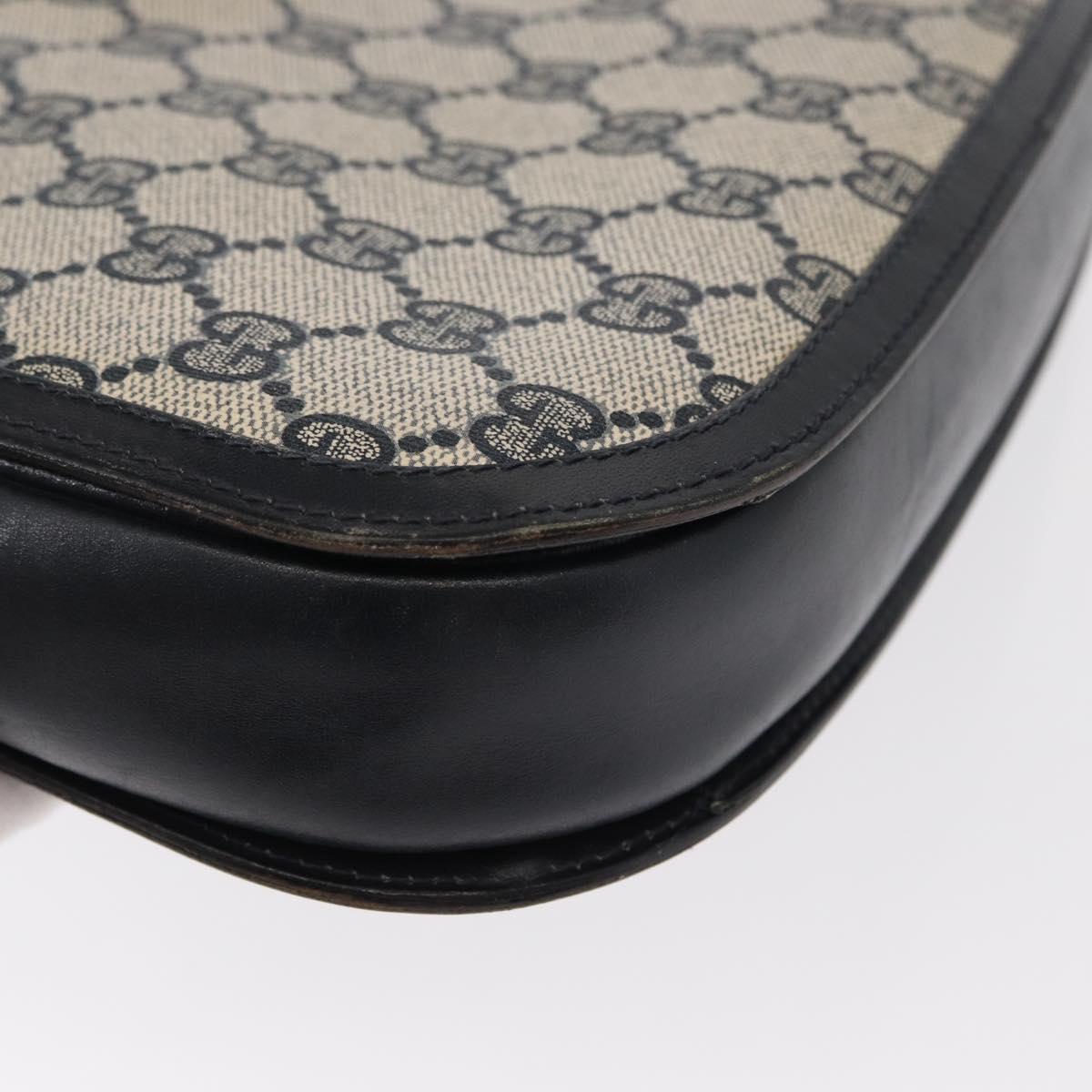 GUCCI GG Supreme Sherry Line Shoulder Bag PVC Navy Gold Red Auth 155655