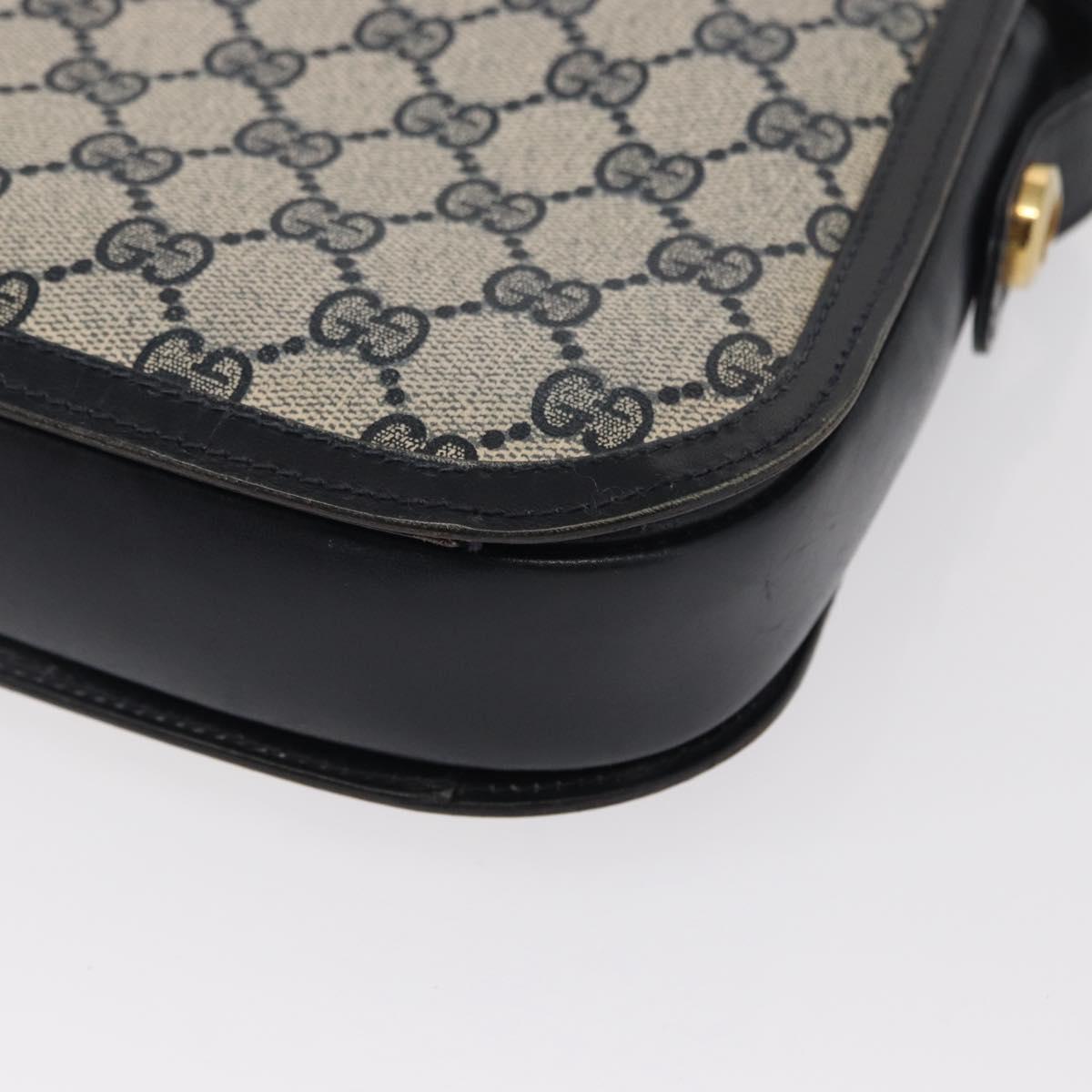 GUCCI GG Supreme Sherry Line Shoulder Bag PVC Navy Gold Red Auth 155655