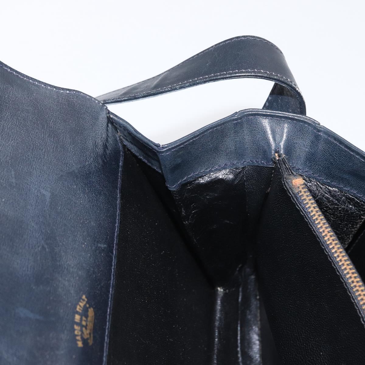 GUCCI GG Supreme Sherry Line Shoulder Bag PVC Navy Gold Red Auth 155655