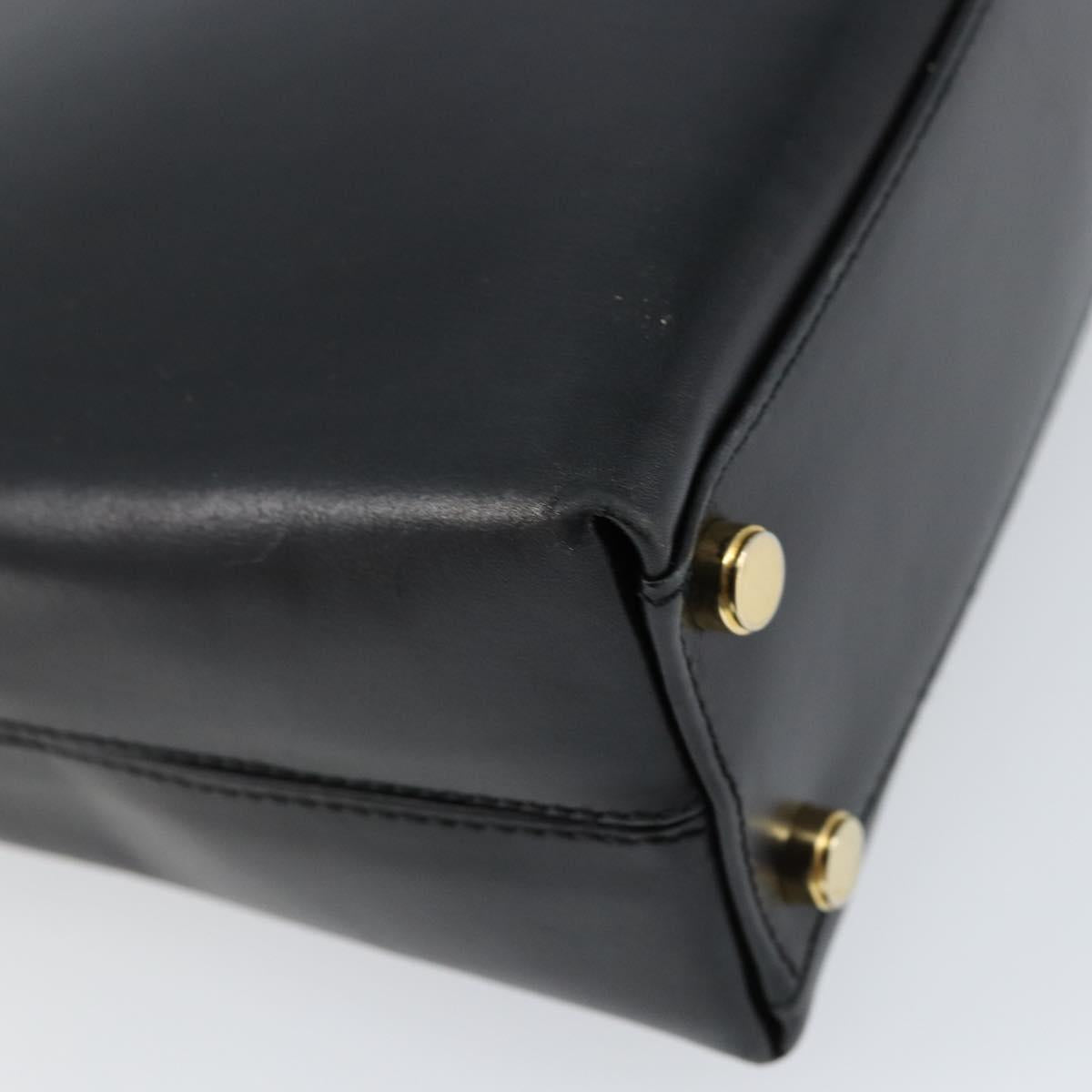 Salvatore Ferragamo Gancini Hand Bag Leather Black Gold Auth 155657