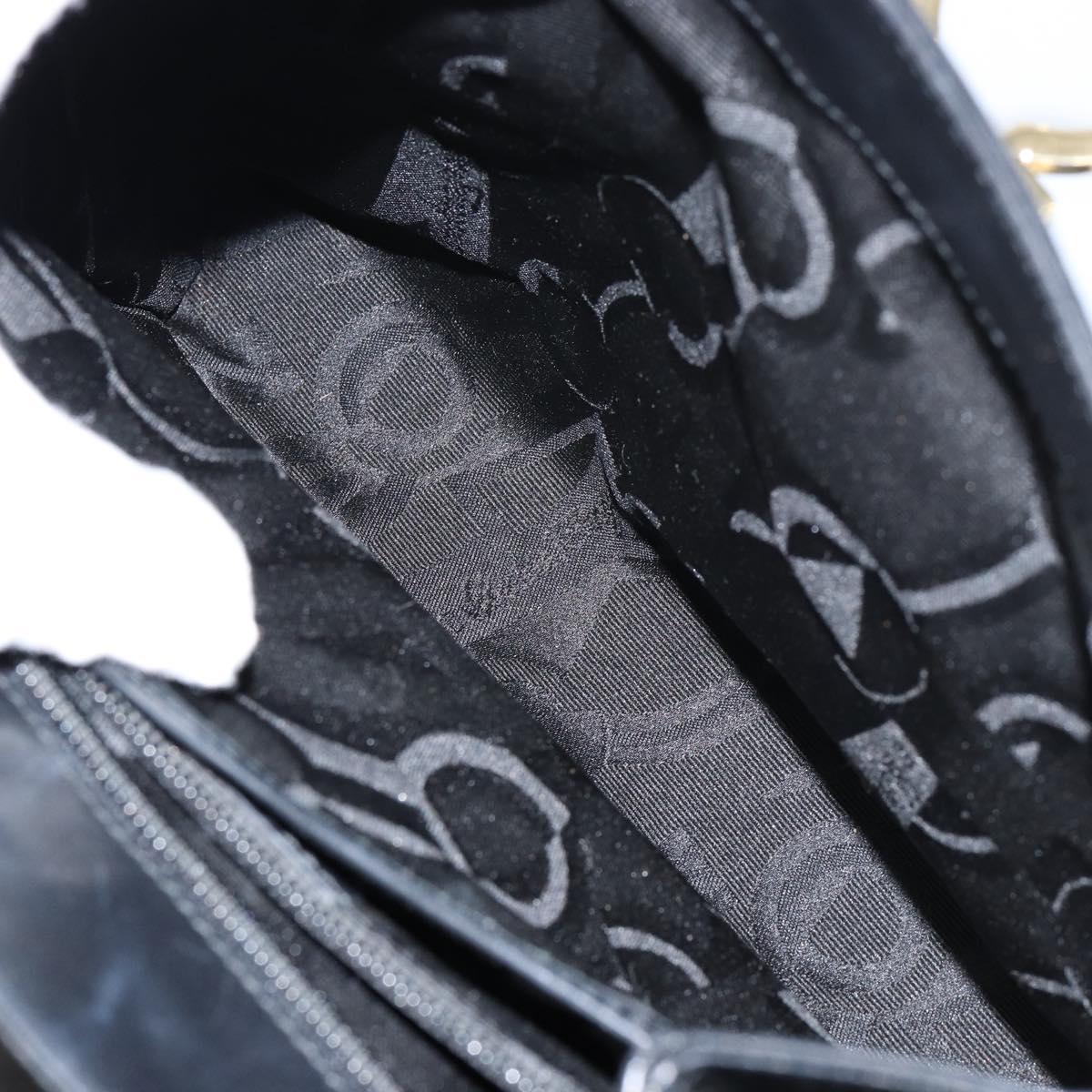 Salvatore Ferragamo Gancini Hand Bag Leather Black Gold Auth 155657