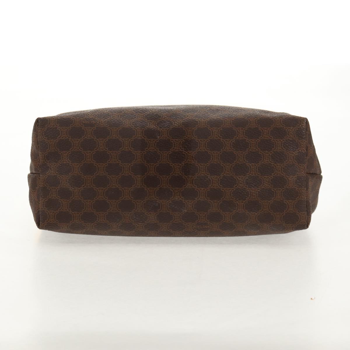 CELINE Macadam Canvas Pouch PVC Leather Brown Gold Auth 155659V