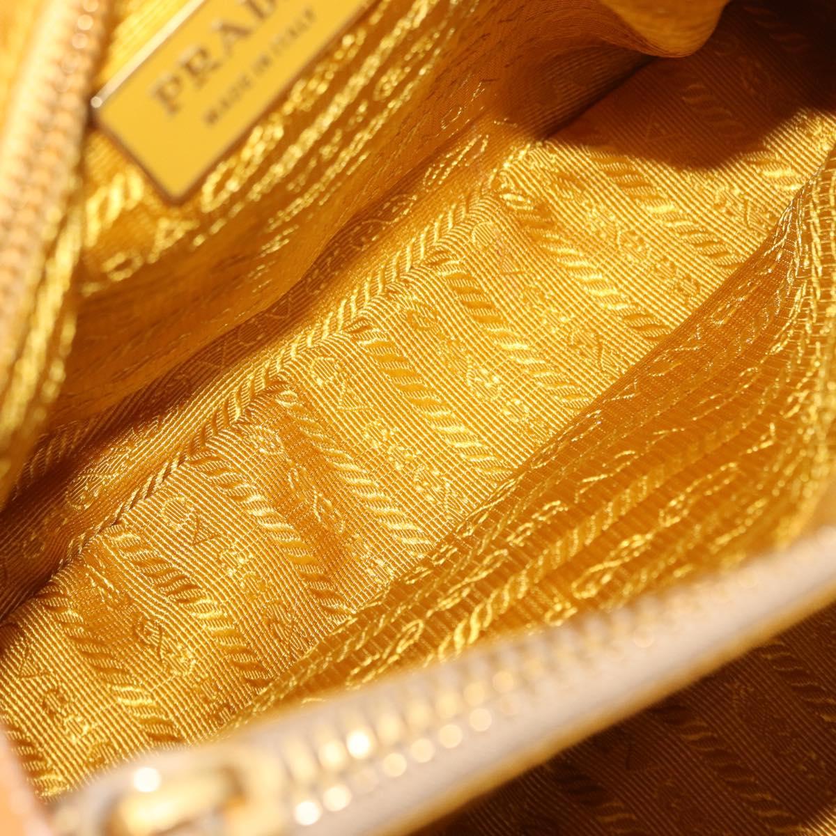 PRADA Hand Bag Canvas Beige Gold Auth 155660