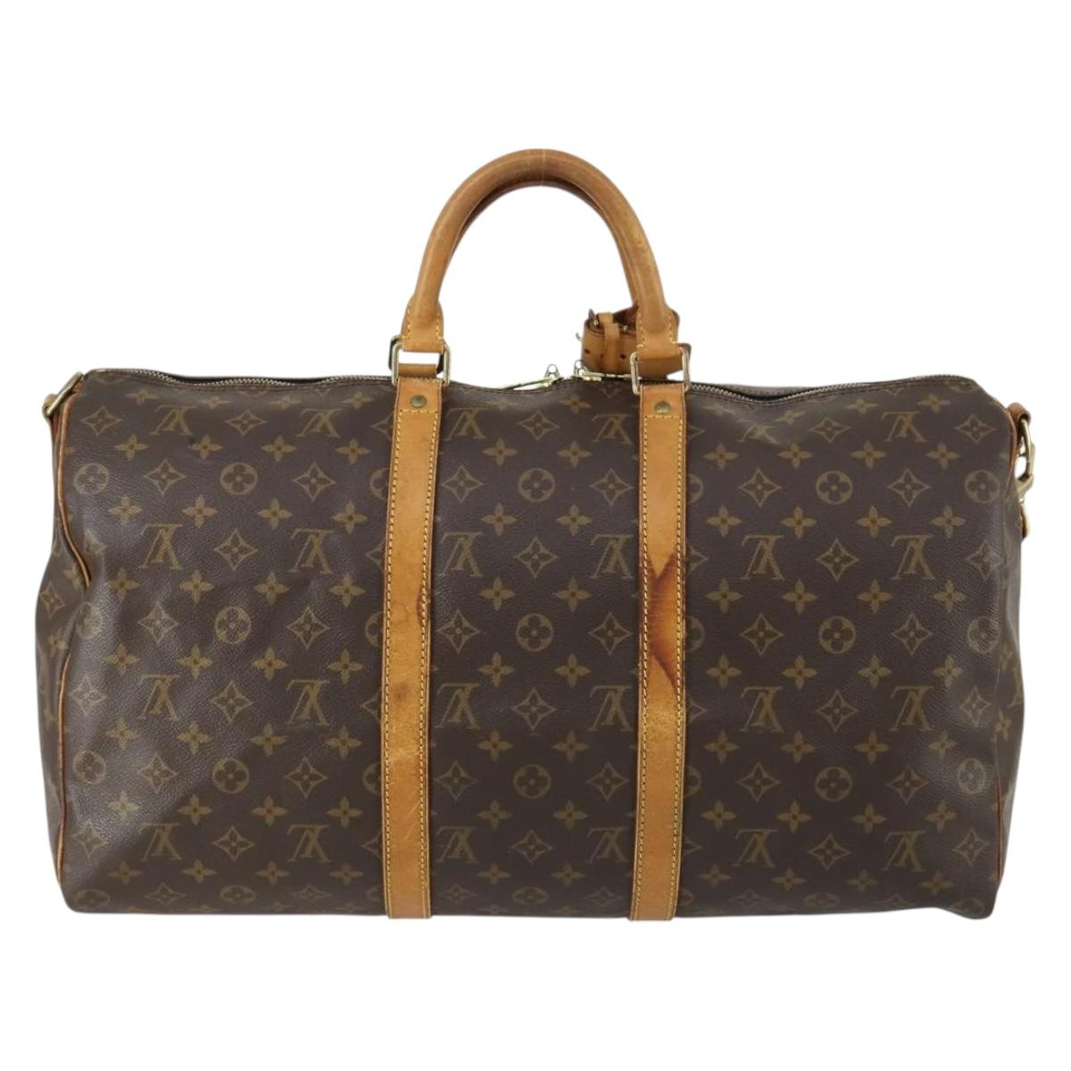 LOUIS VUITTON Monogram Keepall Bandouliere 50 Boston Bag M41416 LV Auth 155662