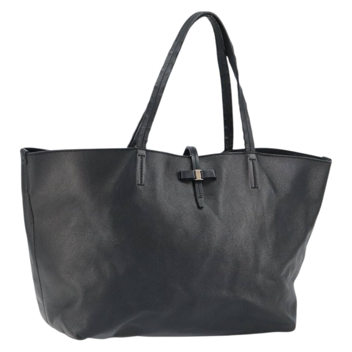 Salvatore Ferragamo Vala Tote Bag Leather Black Auth 155686