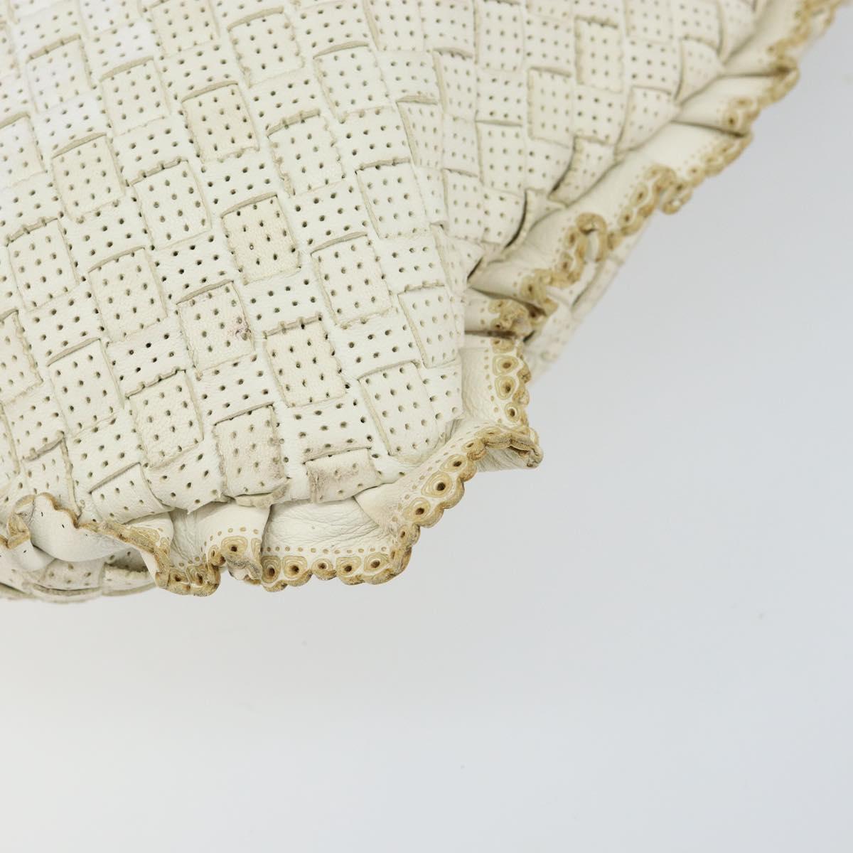 BOTTEGA VENETA INTRECCIATO Hobo Shoulder Bag Leather White 115653 Auth 155688