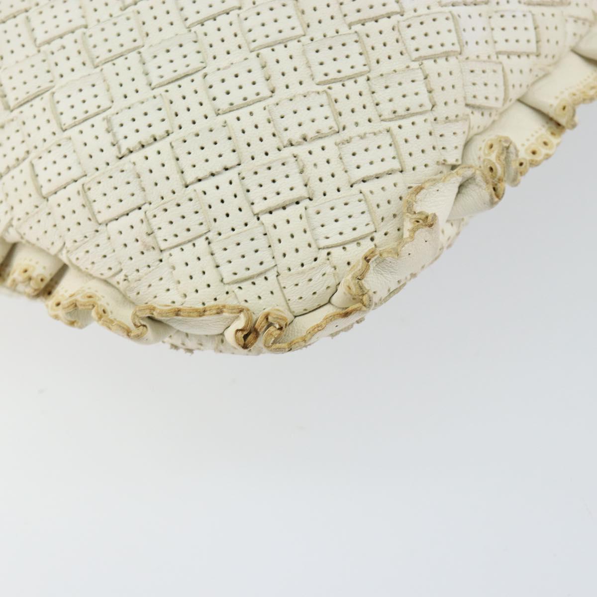 BOTTEGA VENETA INTRECCIATO Hobo Shoulder Bag Leather White 115653 Auth 155688