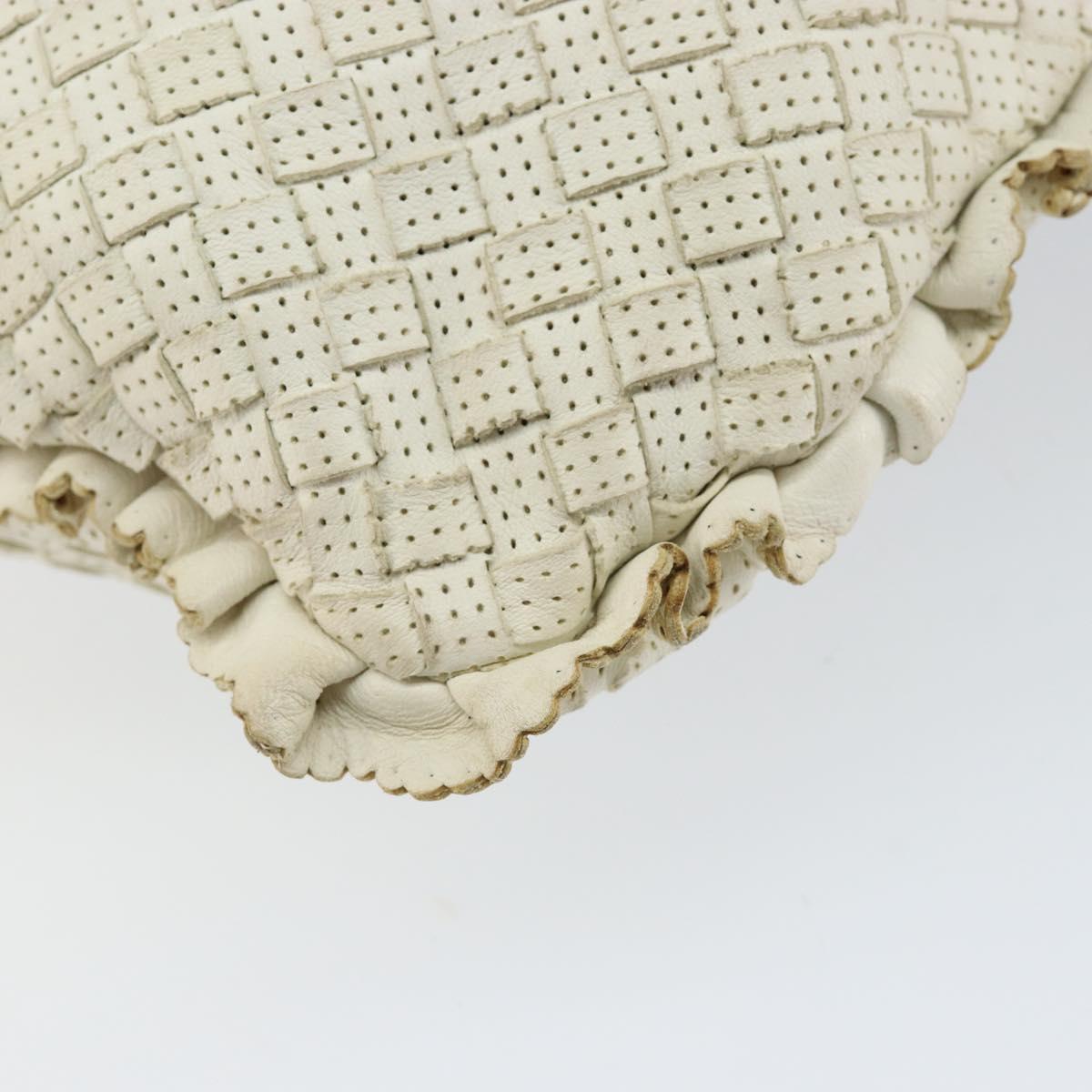 BOTTEGA VENETA INTRECCIATO Hobo Shoulder Bag Leather White 115653 Auth 155688