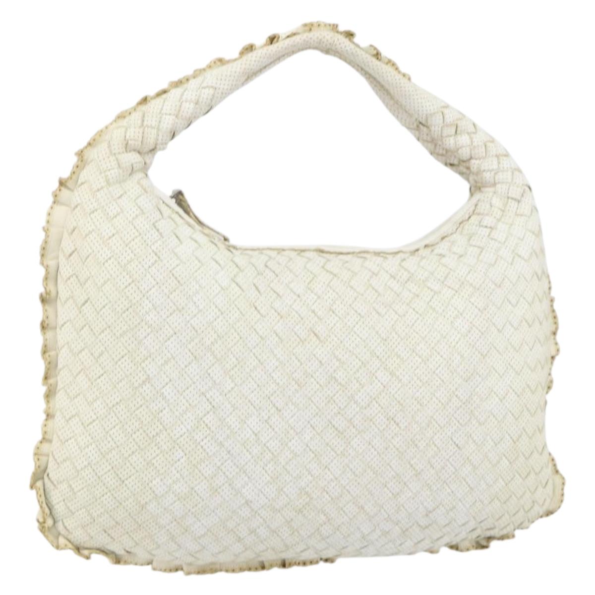 BOTTEGA VENETA INTRECCIATO Hobo Shoulder Bag Leather White 115653 Auth 155688