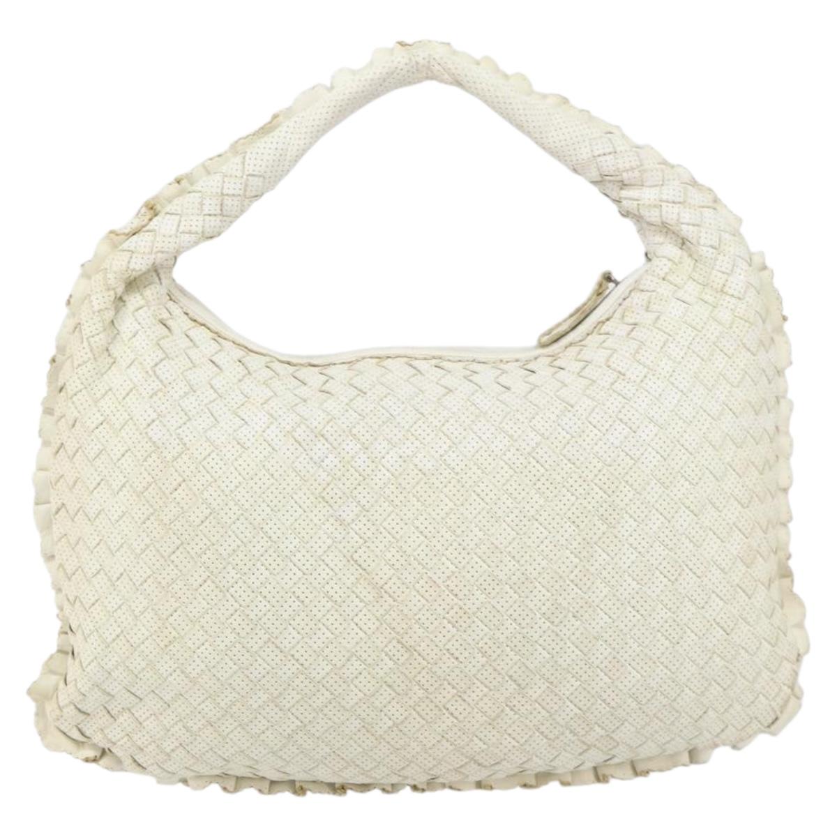 BOTTEGA VENETA INTRECCIATO Hobo Shoulder Bag Leather White 115653 Auth 155688