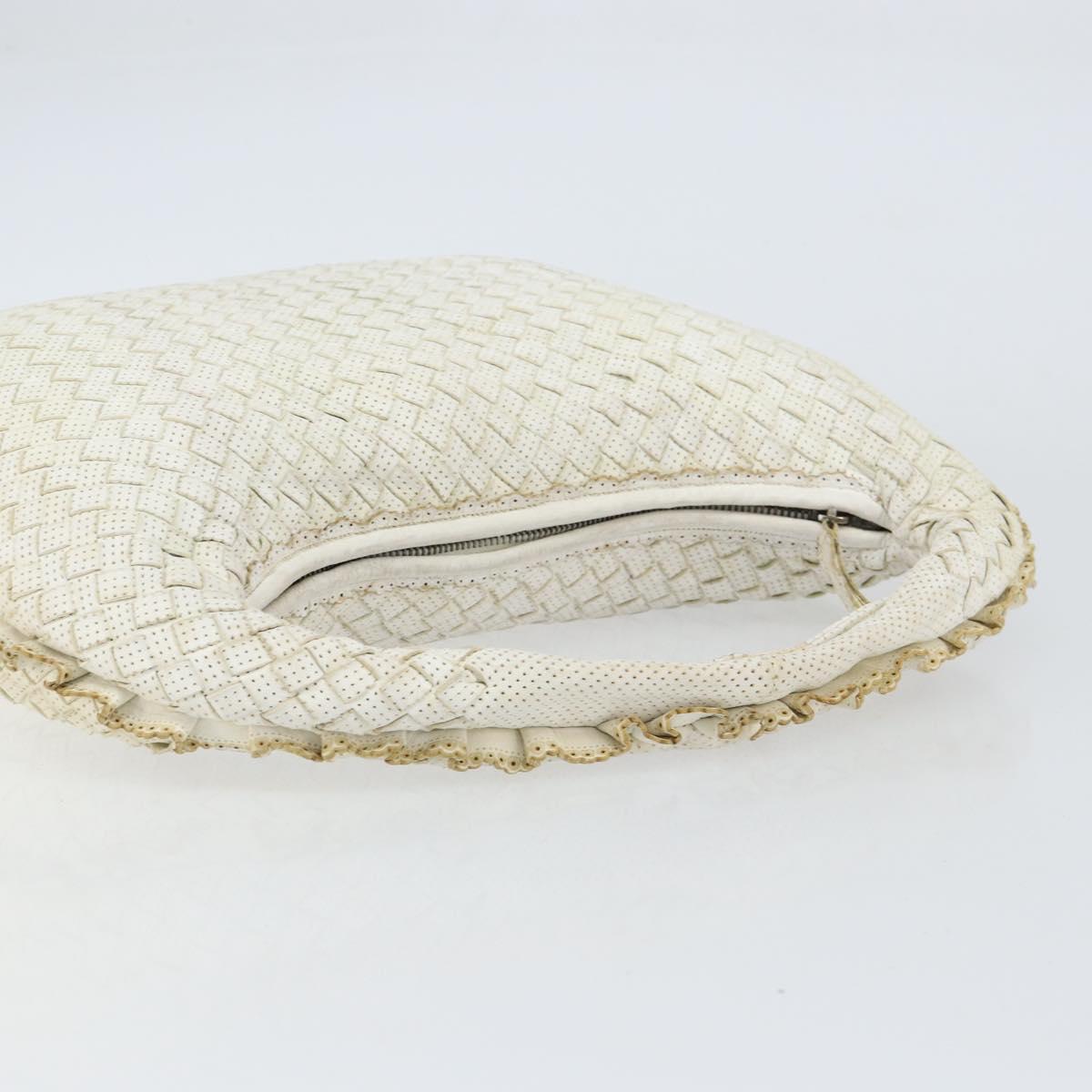 BOTTEGA VENETA INTRECCIATO Hobo Shoulder Bag Leather White 115653 Auth 155688