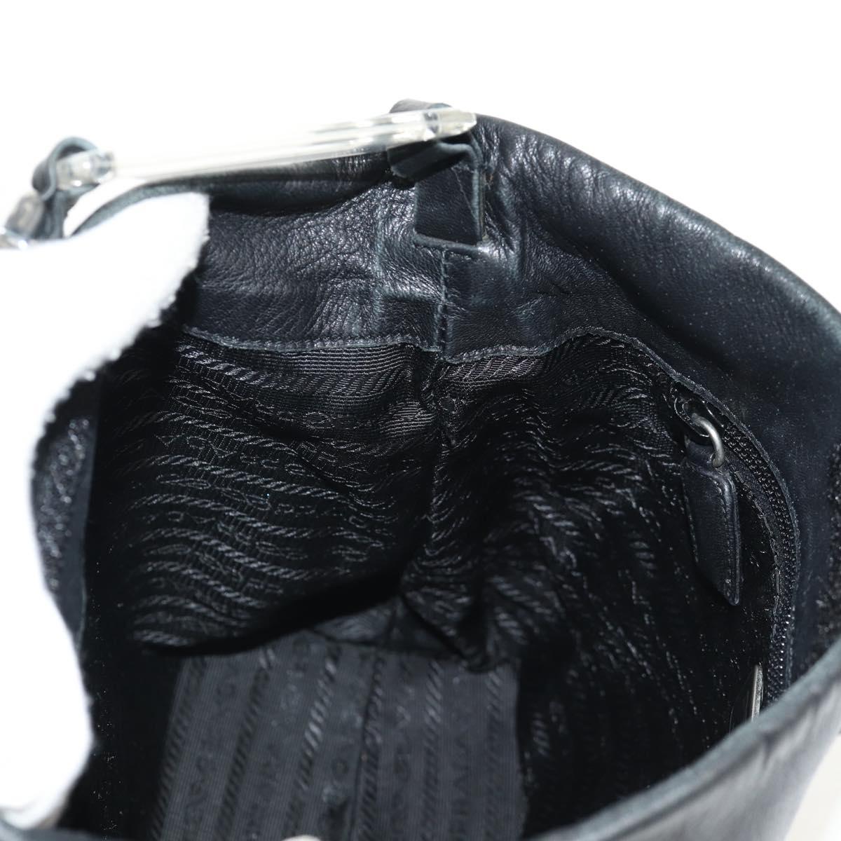 PRADA Shoulder Bag Leather Black Auth 155691V