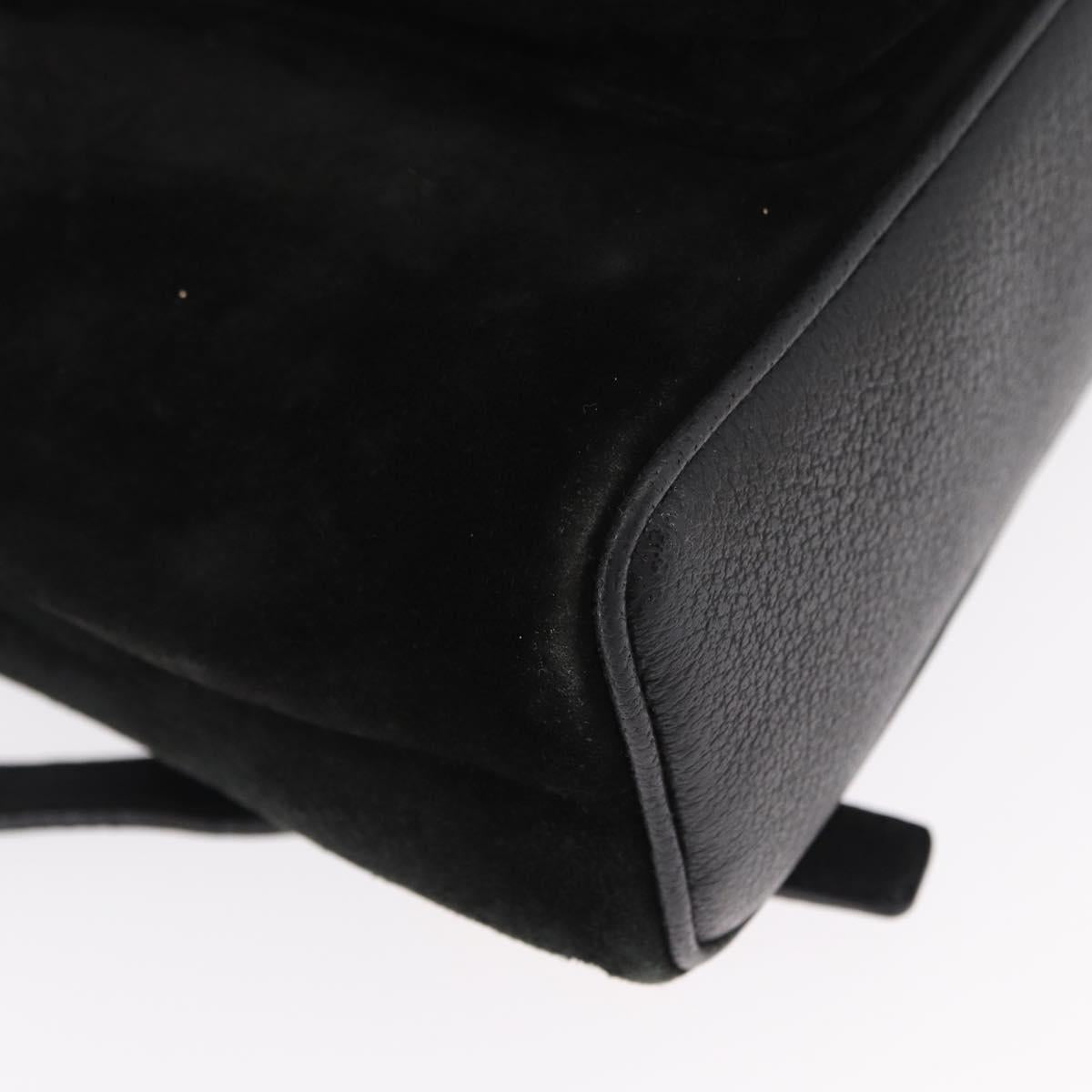 GUCCI Bamboo Backpack Suede Black Gold Auth 155693