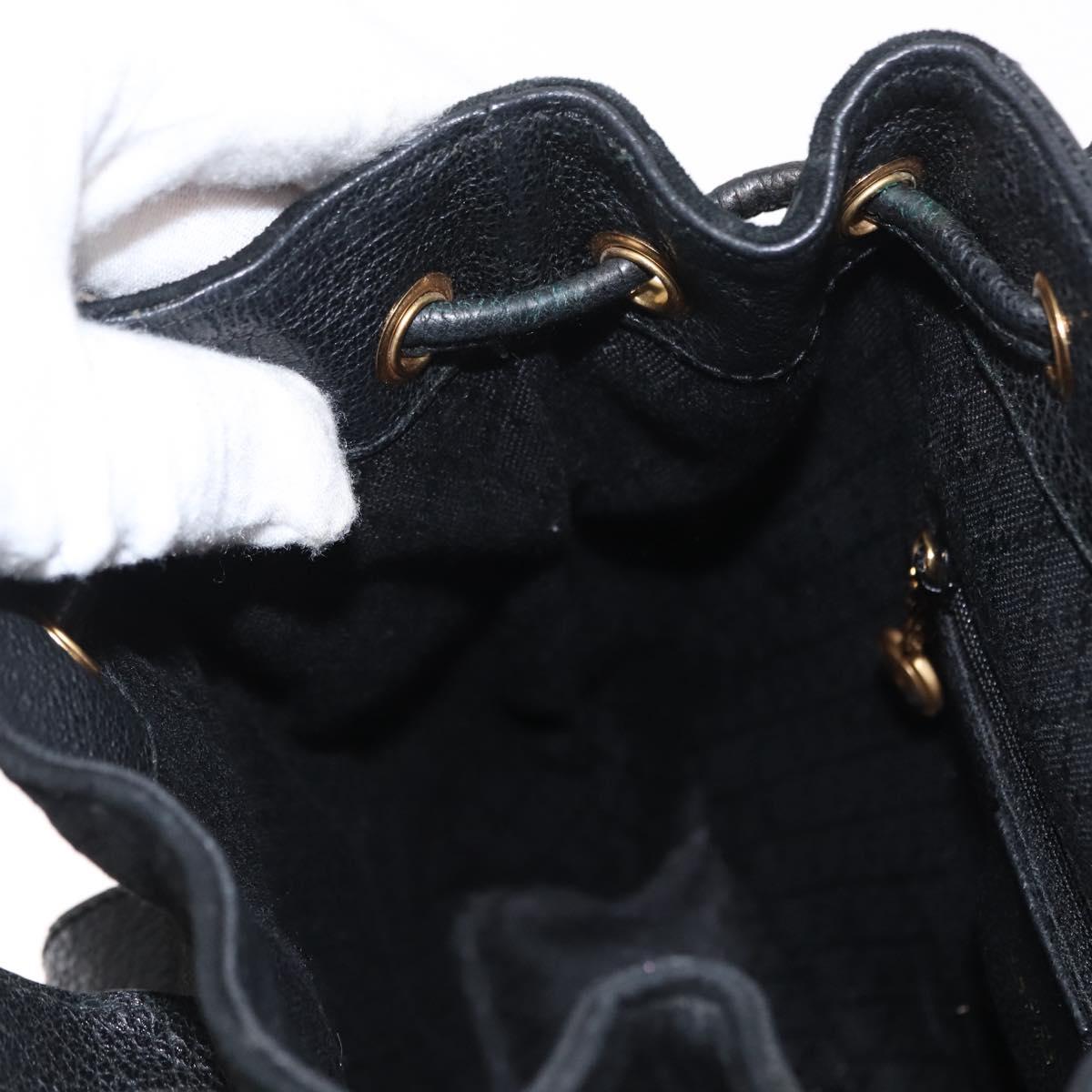 GUCCI Bamboo Backpack Suede Black Gold Auth 155693