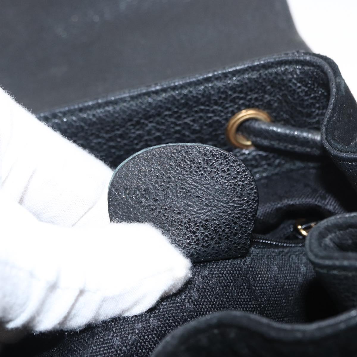 GUCCI Bamboo Backpack Suede Black Gold Auth 155693