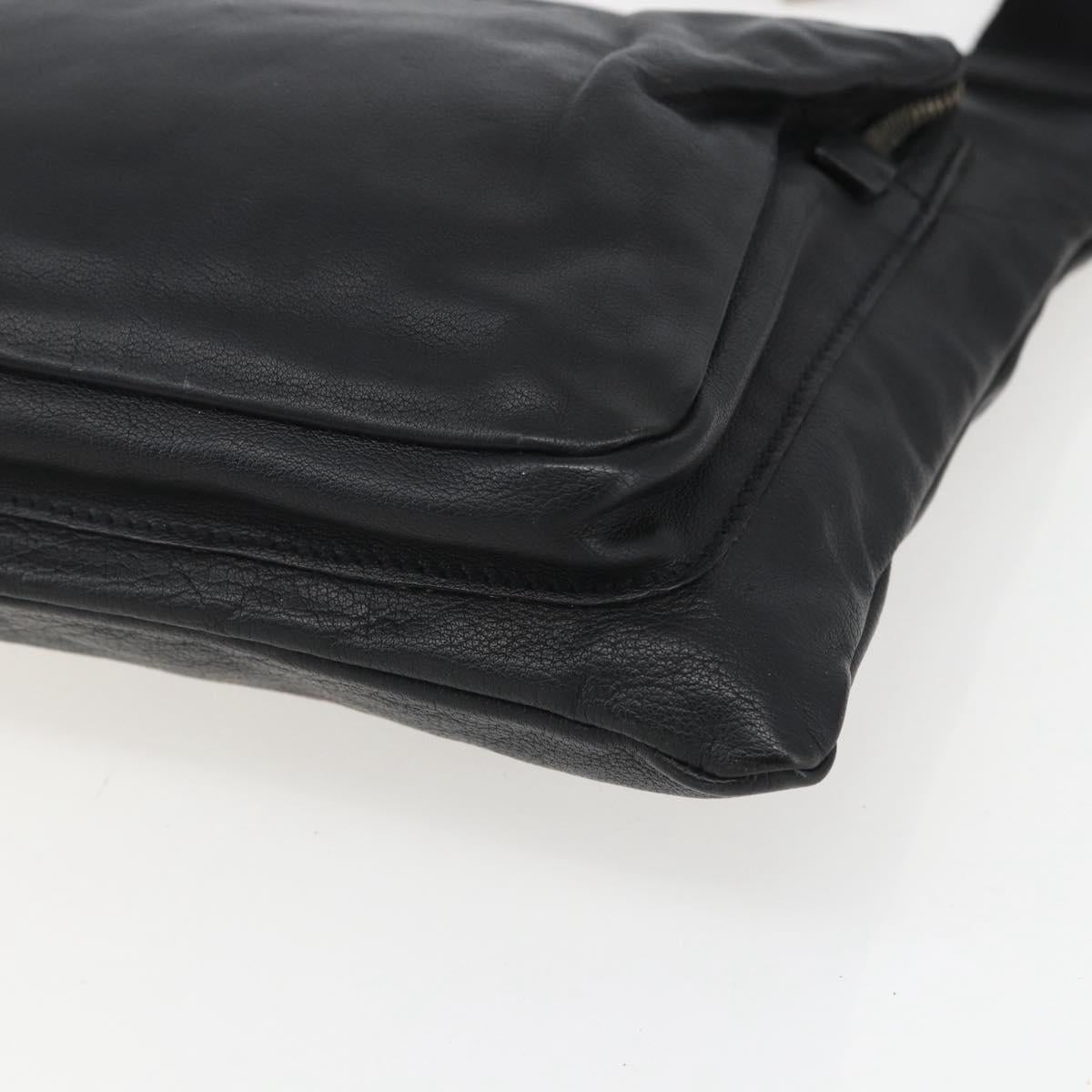 PRADA Shoulder Bag Leather Black Silver Auth 155697