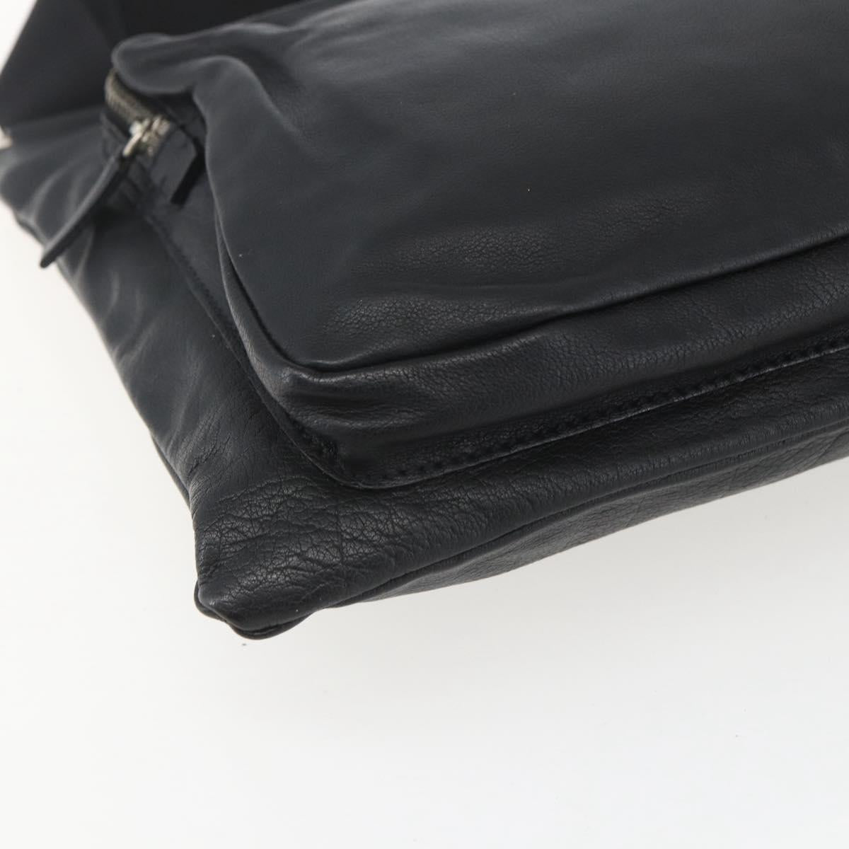 PRADA Shoulder Bag Leather Black Silver Auth 155697A