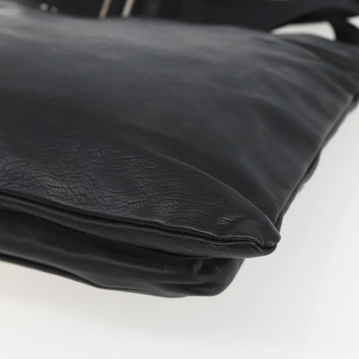 PRADA Shoulder Bag Leather Black Silver Auth 155697A