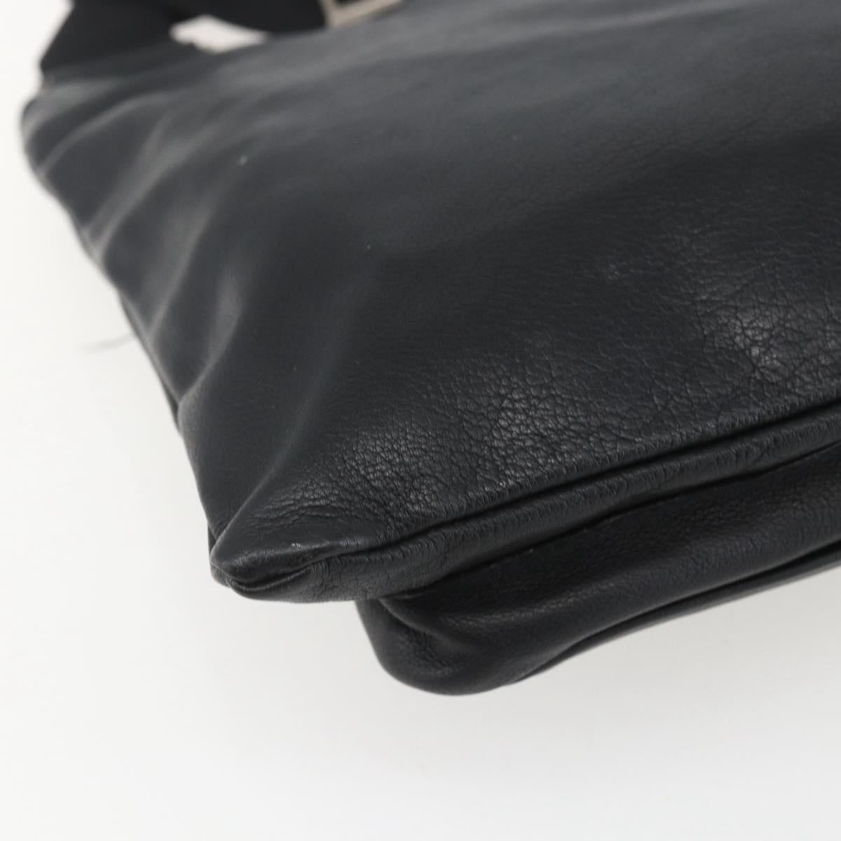 PRADA Shoulder Bag Leather Black Silver Auth 155697A