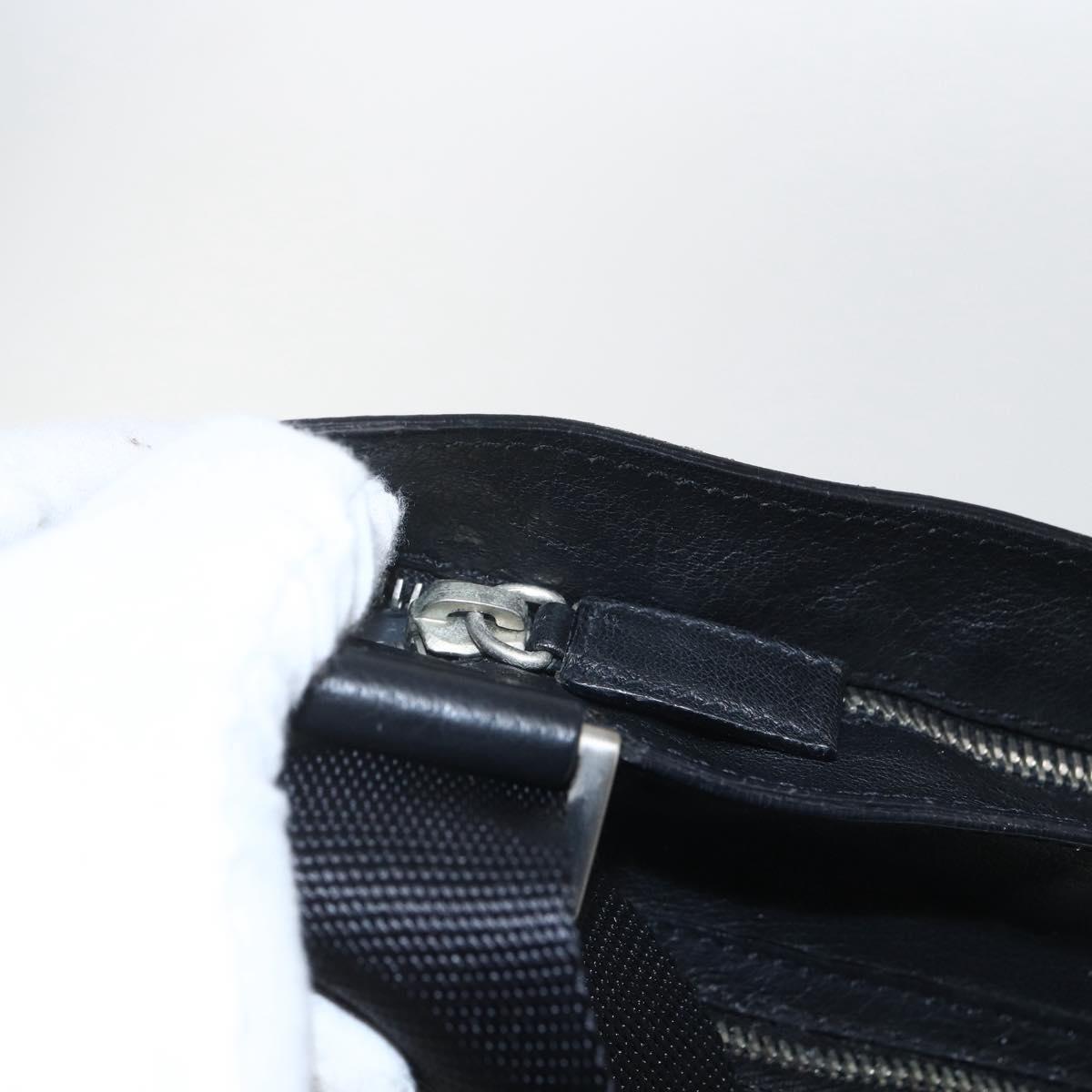 PRADA Shoulder Bag Leather Black Silver Auth 155697