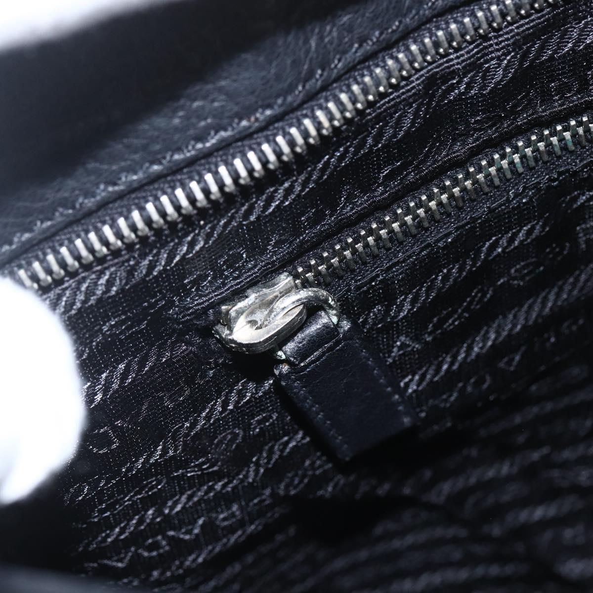 PRADA Shoulder Bag Leather Black Silver Auth 155697A