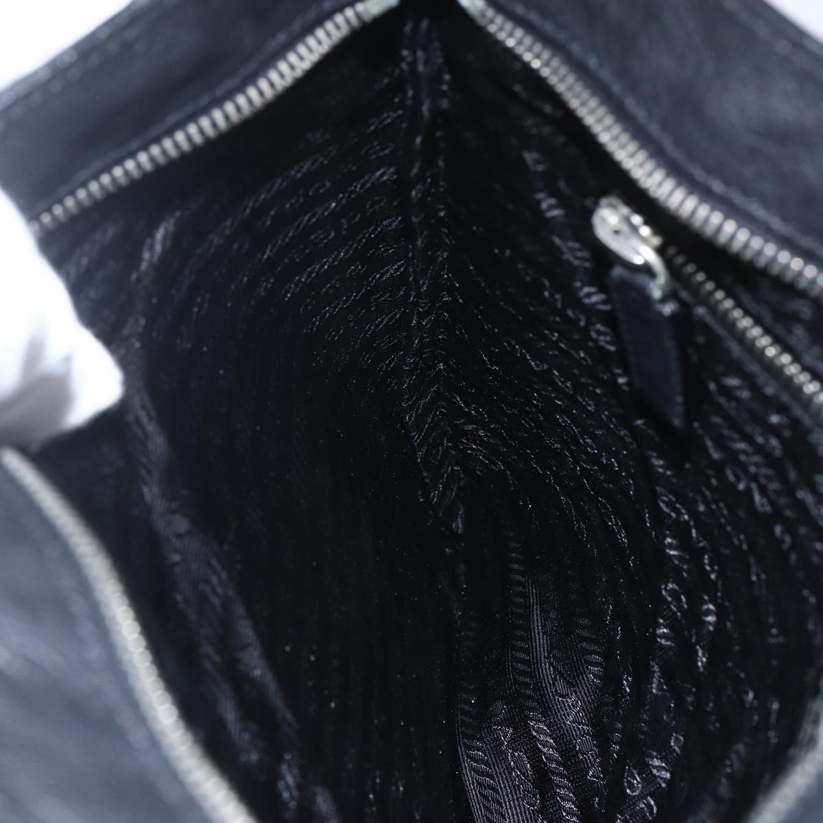 PRADA Shoulder Bag Leather Black Silver Auth 155697