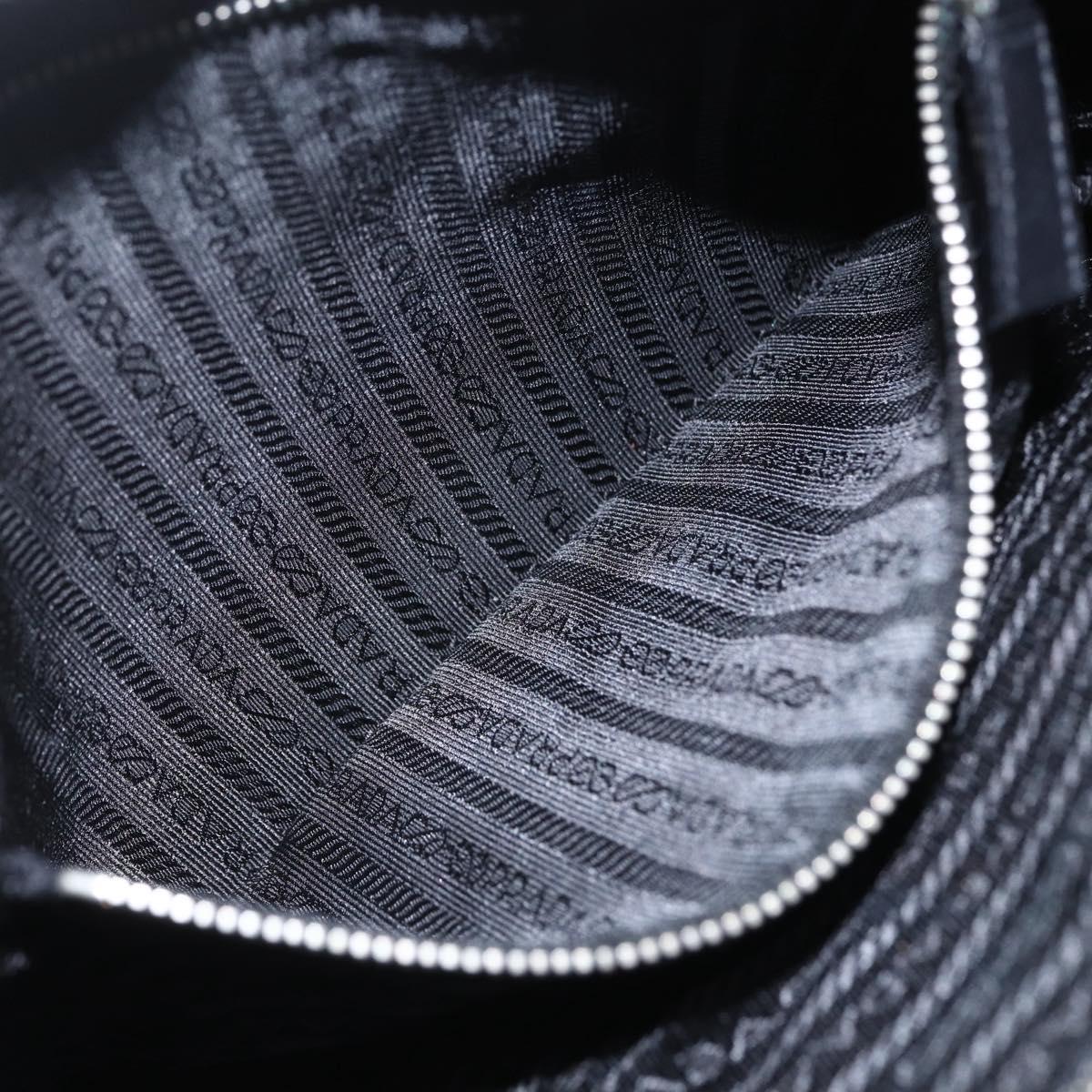 PRADA Shoulder Bag Leather Black Silver Auth 155697A
