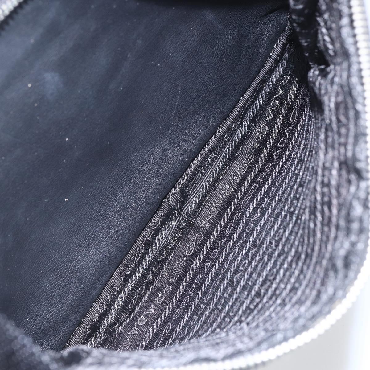 PRADA Shoulder Bag Leather Black Silver Auth 155697