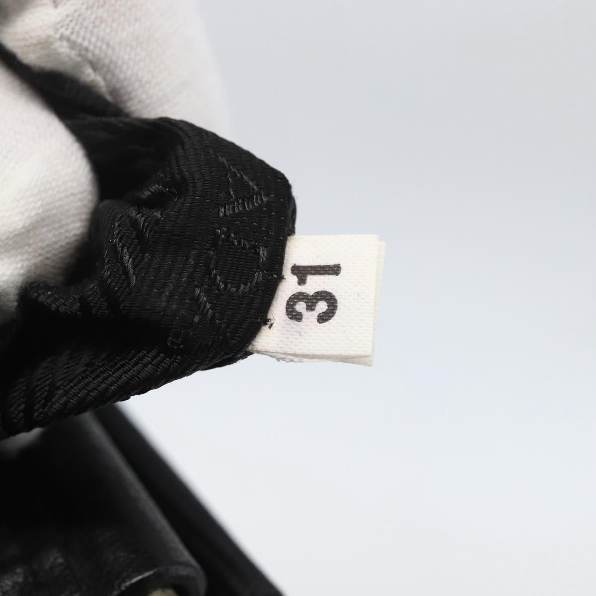 PRADA Shoulder Bag Leather Black Silver Auth 155697