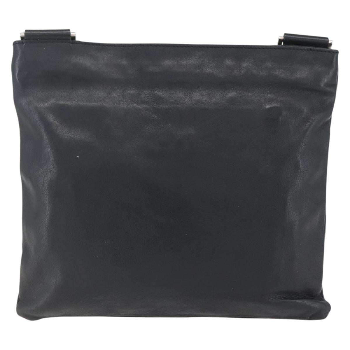 PRADA Shoulder Bag Leather Black Silver Auth 155697