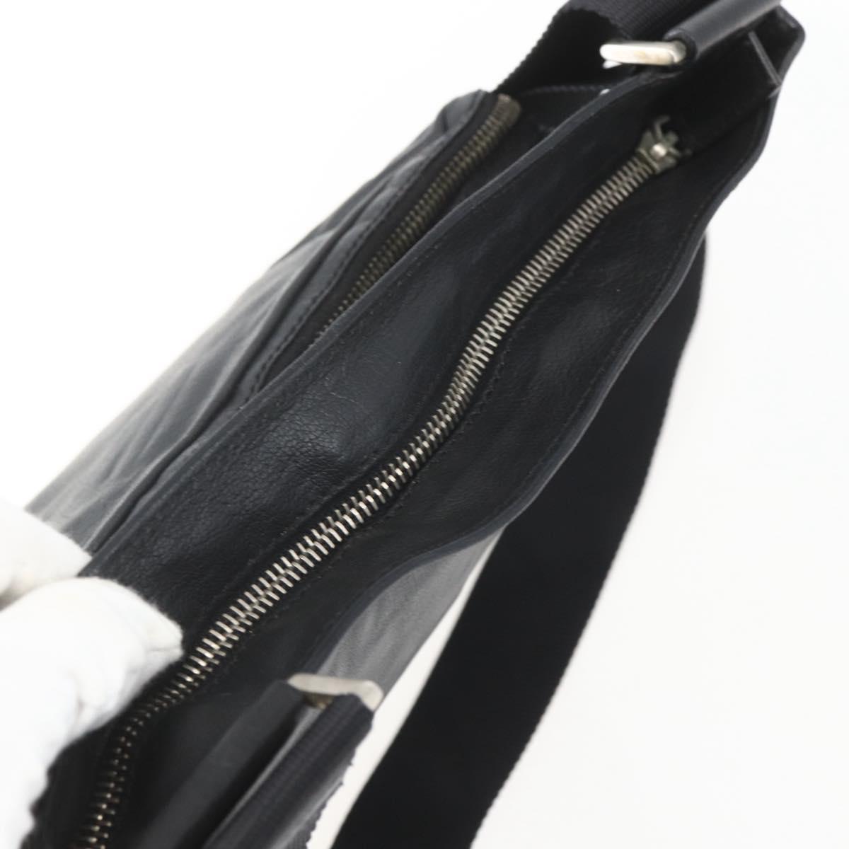 PRADA Shoulder Bag Leather Black Silver Auth 155697