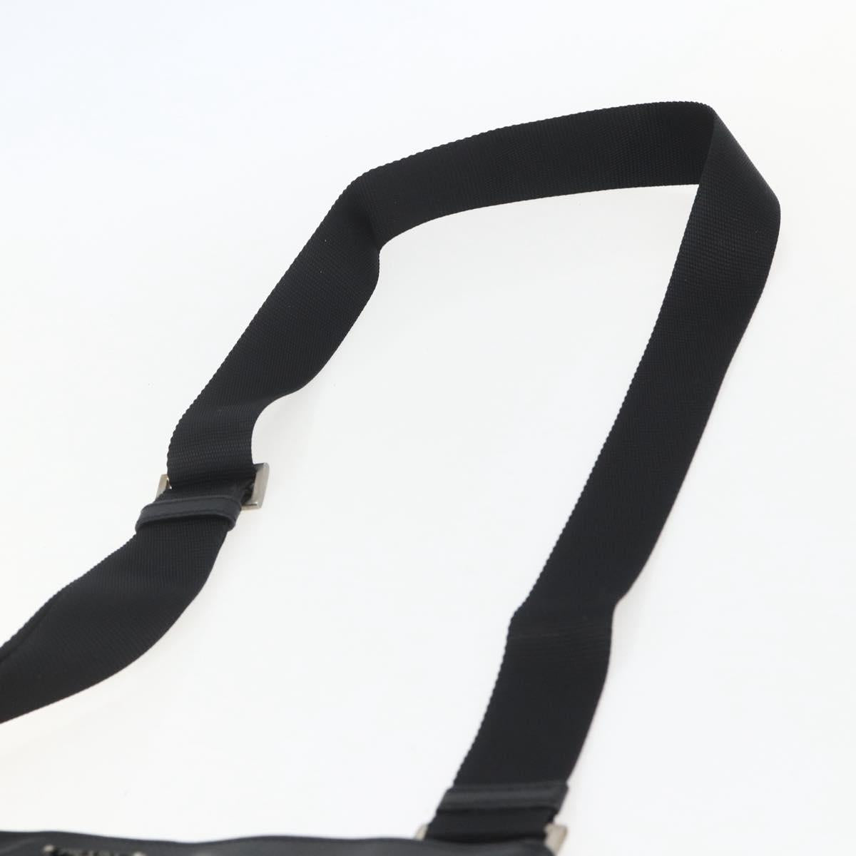 PRADA Shoulder Bag Leather Black Silver Auth 155697A
