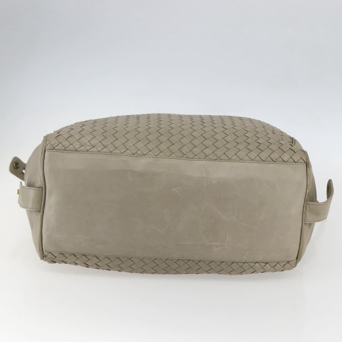 BOTTEGA VENETA INTRECCIATO Hand Bag Leather Beige Gold Auth 155700