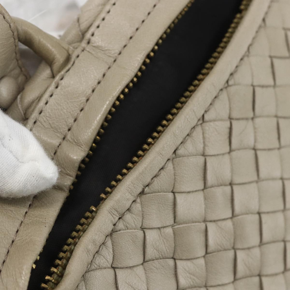BOTTEGA VENETA INTRECCIATO Hand Bag Leather Beige Gold Auth 155700